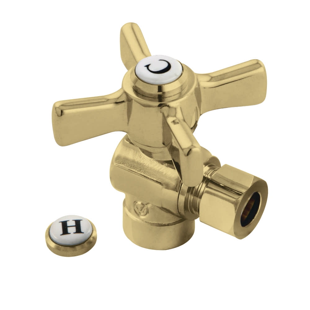 Kingston Brass CC43202ZX 1/2" Sweat x 3/8" OD Comp Angle Stop Valve, Polished Brass