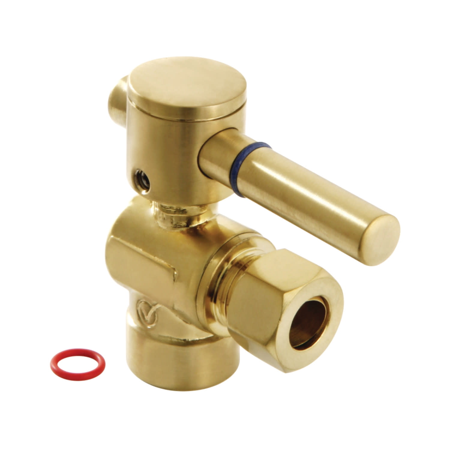 Kingston Brass CC43207DL 1/2" Sweat x 3/8" OD Comp Angle Stop Valve, Brushed Brass