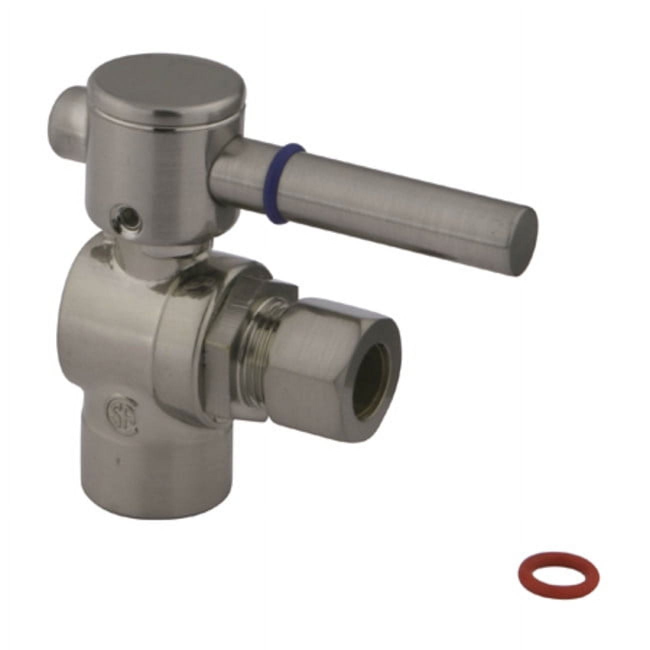 Kingston Brass CC43208DL 1/2" Sweat x 3/8" OD Comp Angle Stop Valve, Brushed Nickel