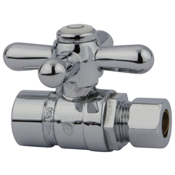 Kingston Brass CC43251X 1/2" Sweat x 3/8" O.D. Comp Straight Shut Off Valve, Polished Chrome