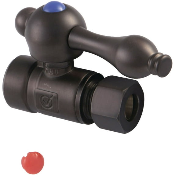 Kingston Brass CC43255 1/2" Sweat x 3/8" O.D. Comp Straight Shut Off Valve, Oil Rubbed Bronze