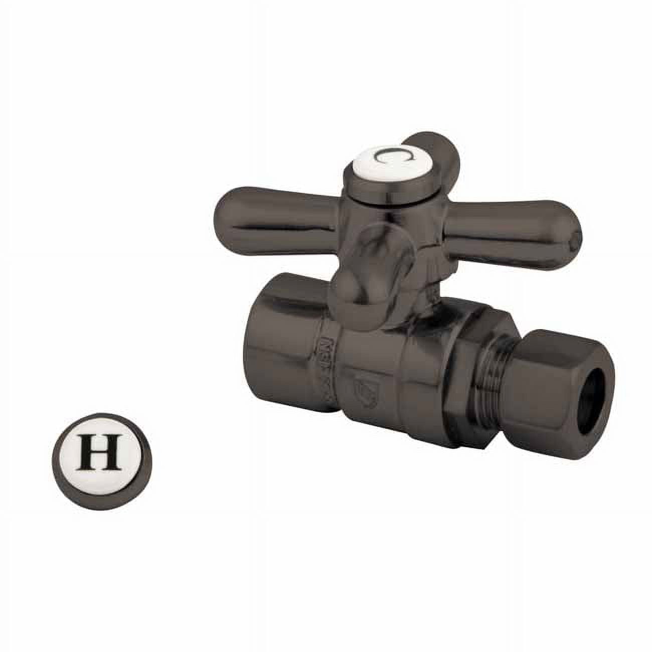 Kingston Brass CC43255X 1/2" Sweat x 3/8" O.D. Comp Straight Shut Off Valve, Oil Rubbed Bronze