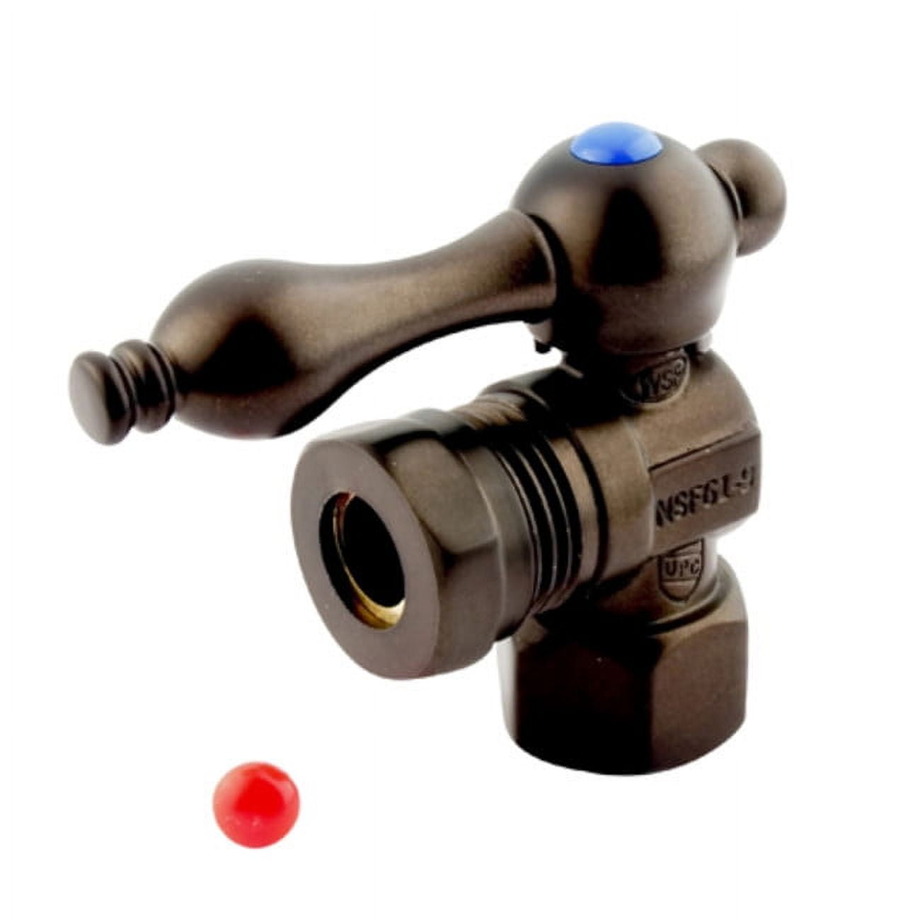 Kingston Brass CC44105 1/2" FIP x 1/2" or 7/16" Slip Joint Angle Stop Valve, Oil Rubbed Bronze