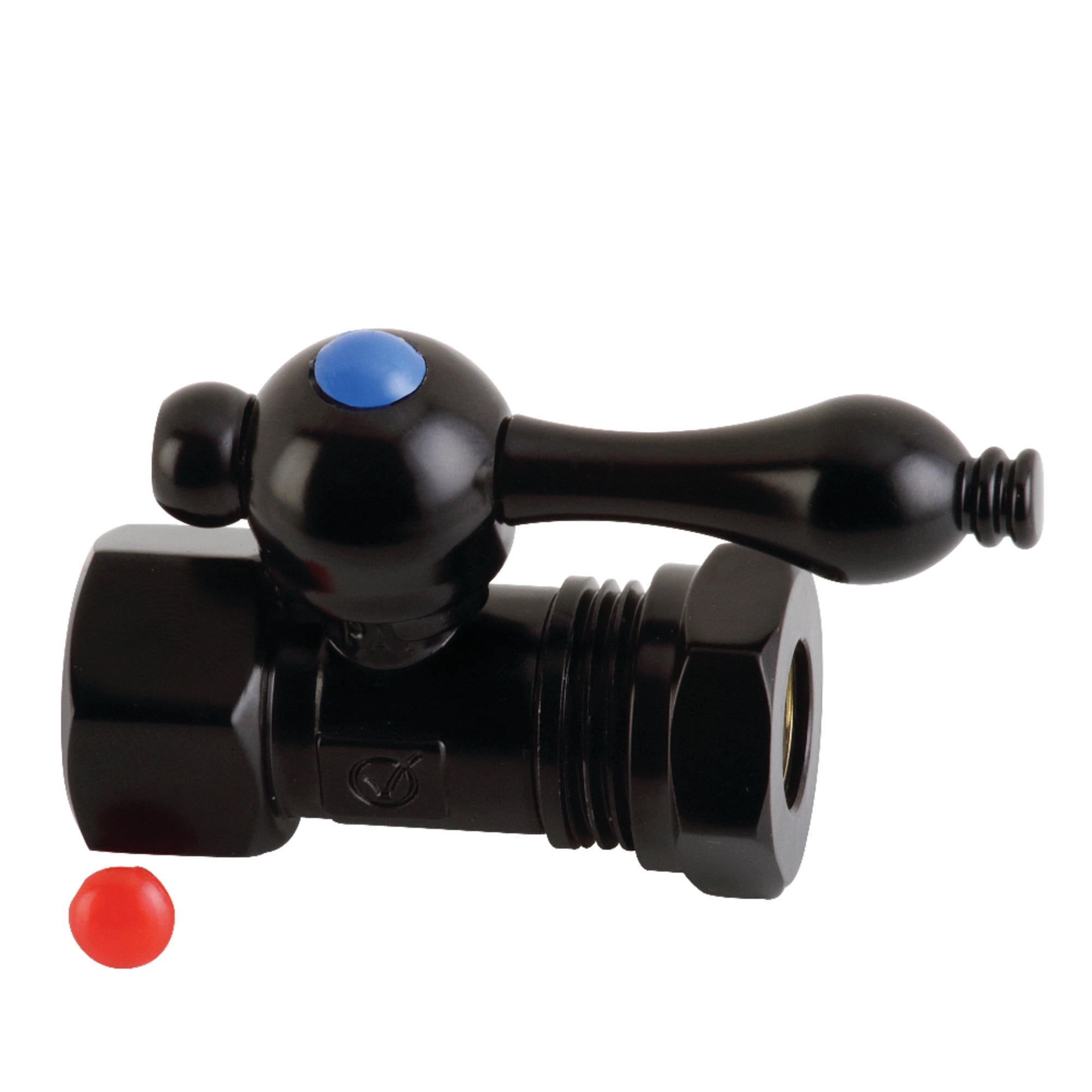 Kingston Brass CC44150 1/2-Inch FIP x 1/2-Inch or 7/16-Inch Slip Joint Quarter-Turn Straight Shut-Off Valve in Matte Black