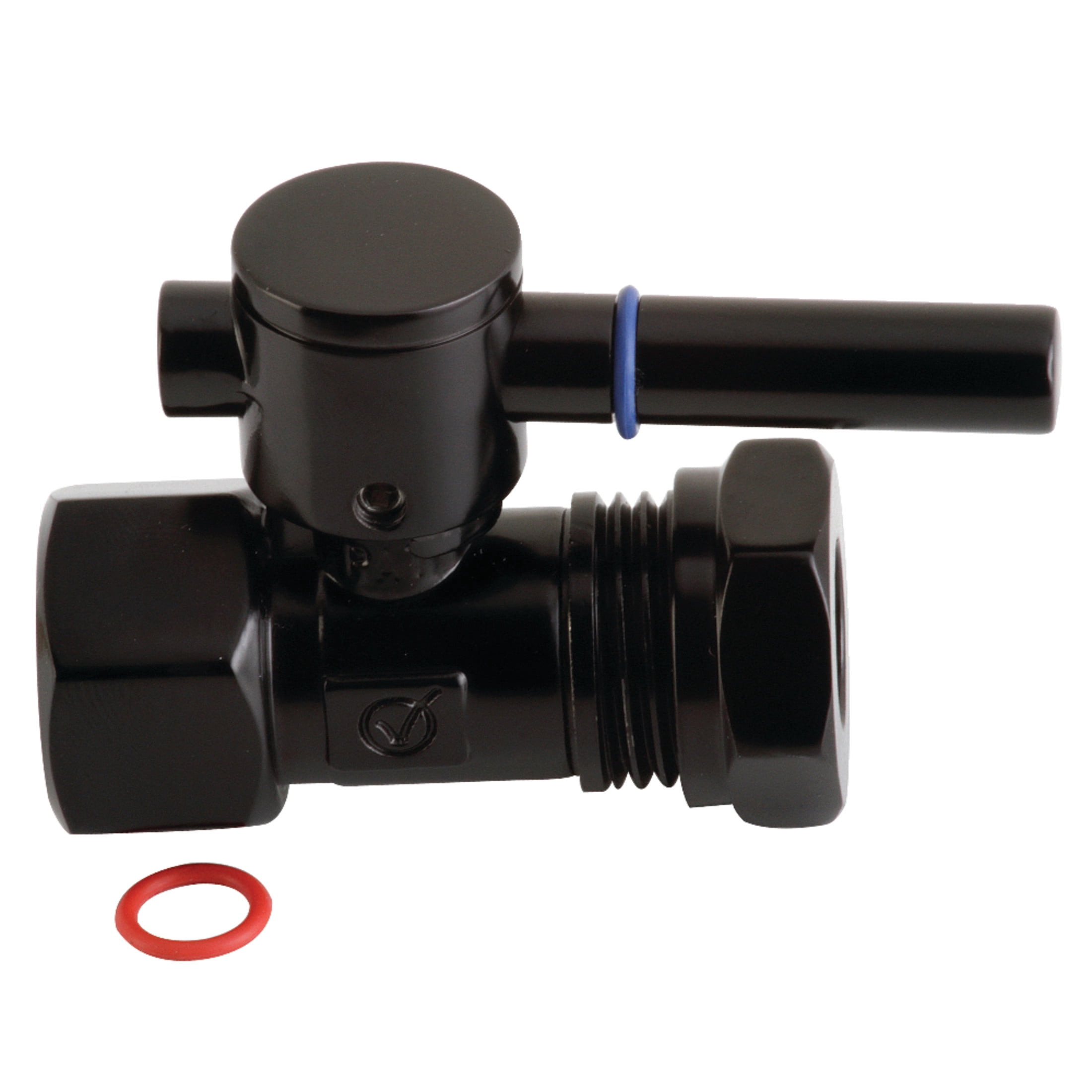 Kingston Brass CC44150DL 1/2-Inch FIP x 1/2-Inch or 7/16-Inch Slip Joint Quarter-Turn Straight Shut-Off Valve in Matte Black