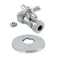 thumbnail image 1 of Kingston Brass CC44151XK 1/2" FIP x 1/2" or 7/16" Slip Joint Quarter-Turn Straight Stop Valve with Flange, Polished Chrome, 1 of 6
