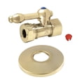 thumbnail image 1 of Kingston Brass CC44152KLK 1/2" FIP x 1/2" or 7/16" Slip Joint Quarter-Turn Straight Stop Valve with Flange, Polished Brass, 1 of 5