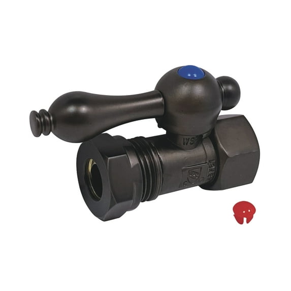 Kingston Brass CC44155 1/2-Inch FIP x 1/2-Inch or 7/16-Inch Slip Joint Quarter-Turn Straight Shut-Off Valve in Oil Rubbed Bronze