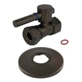 thumbnail image 1 of Kingston Brass CC44155DLK 1/2-Inch FIP x 1/2-Inch or 7/16-Inch Slip Joint Quarter-Turn Straight Shut-Off Valve with Flange in Oil Rubbed Bronze, 1 of 5