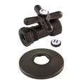 thumbnail image 1 of Kingston Brass CC44155XK 1/2" FIP x 1/2" or 7/16" Slip Joint Quarter-Turn Straight Stop Valve with Flange, Oil Rubbed Bronze, 1 of 2
