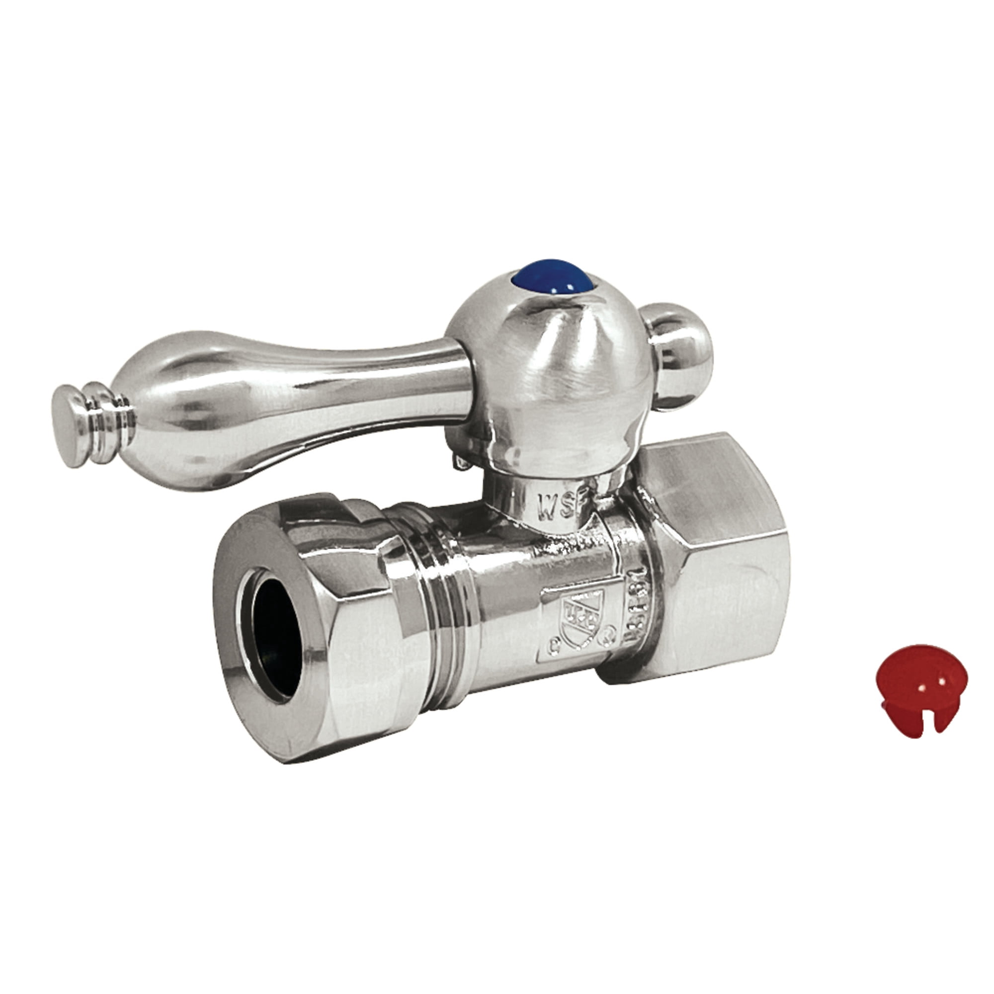 Kingston Brass CC44156 1/2-Inch FIP x 1/2-Inch or 7/16-Inch Slip Joint Quarter-Turn Straight Shut-Off Valve in Polished Nickel