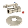 thumbnail image 1 of Kingston Brass CC44158KLK 1/2" FIP x 1/2" or 7/16" Slip Joint Quarter-Turn Straight Stop Valve with Flange, Brushed Nickel, 1 of 2