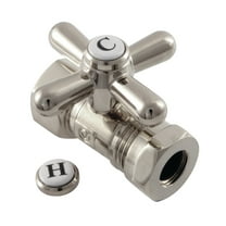 Kingston Brass CC44158X 1/2-Inch FIP x 1/2-Inch or 7/16-Inch Slip Joint Quarter-Turn Straight Shut-Off Valve in Brushed Nickel