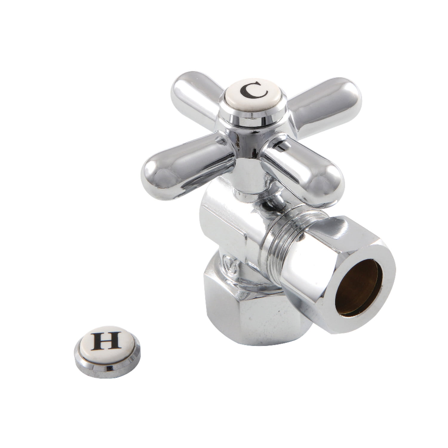 Kingston Brass CC44401X 1/2" FIP x 1/2" OD Comp Angle Stop Valve, Polished Chrome