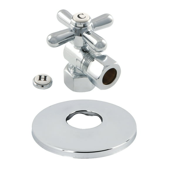 Kingston Brass CC44401XK 1/2" FIP x 1/2" OD Comp Quarter-Turn Angle Stop Valve with Flange, Polished Chrome