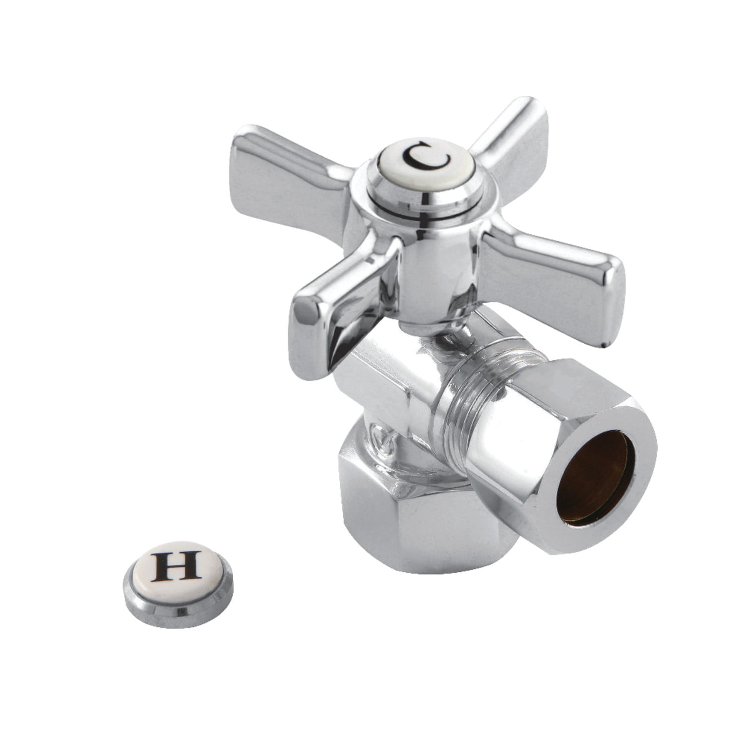 Kingston Brass CC44401ZX 1/2" FIP x 1/2" OD Comp Angle Stop Valve, Polished Chrome