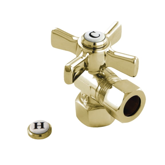 Kingston Brass CC44402ZX 1/2" FIP x 1/2" OD Comp Angle Stop Valve, Polished Brass