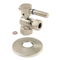 thumbnail image 1 of Kingston Brass CC44408DLK 1/2" FIP x 1/2" OD Comp Quarter-Turn Angle Stop Valve with Flange, Brushed Nickel, 1 of 2