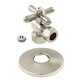 thumbnail image 1 of Kingston Brass CC44408XK 1/2" FIP x 1/2" OD Comp Quarter-Turn Angle Stop Valve with Flange, Brushed Nickel, 1 of 2