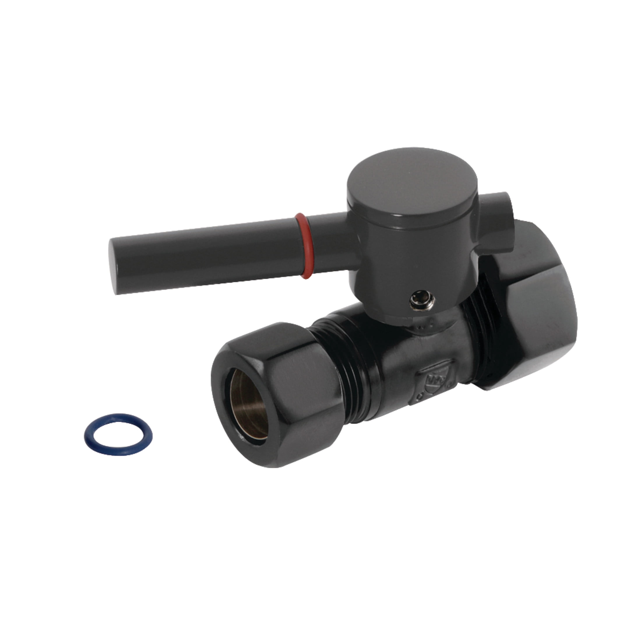 Kingston Brass CC44450DL 5/8-Inch O.D. Comp x 1/2-Inch O.D. Comp Quarter-Turn Straight Shut-Off Valve in Matte Black
