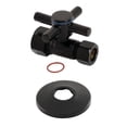 thumbnail image 1 of Kingston Brass CC44450DXK 5/8-Inch O.D. Comp x 1/2-Inch O.D. Comp Quarter-Turn Straight Shut-Off Valve with Flange in Matte Black, 1 of 5