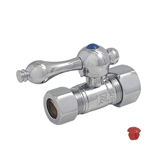 Kingston Brass CC44451 5/8-Inch O.D. Comp x 1/2-Inch O.D. Comp Quarter-Turn Straight Shut-Off Valve in Polished Chrome