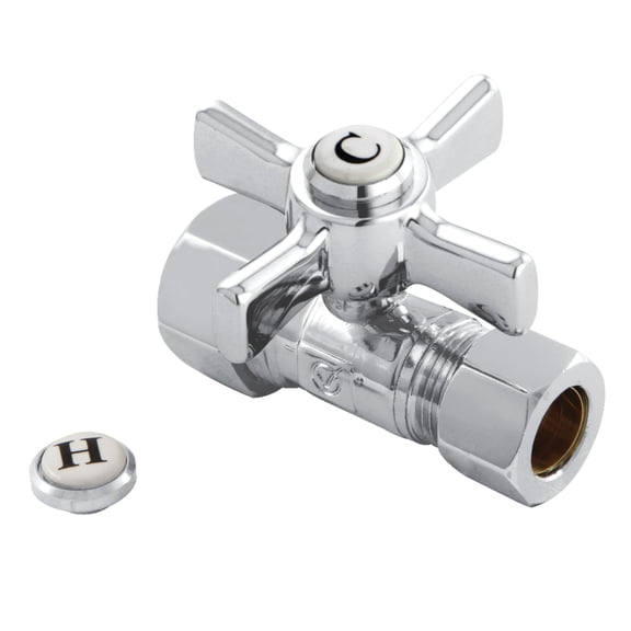 Kingston Brass CC44451ZX 5/8-Inch O.D. Comp x 1/2-Inch O.D. Comp Quarter-Turn Straight Shut-Off Valve in Polished Chrome