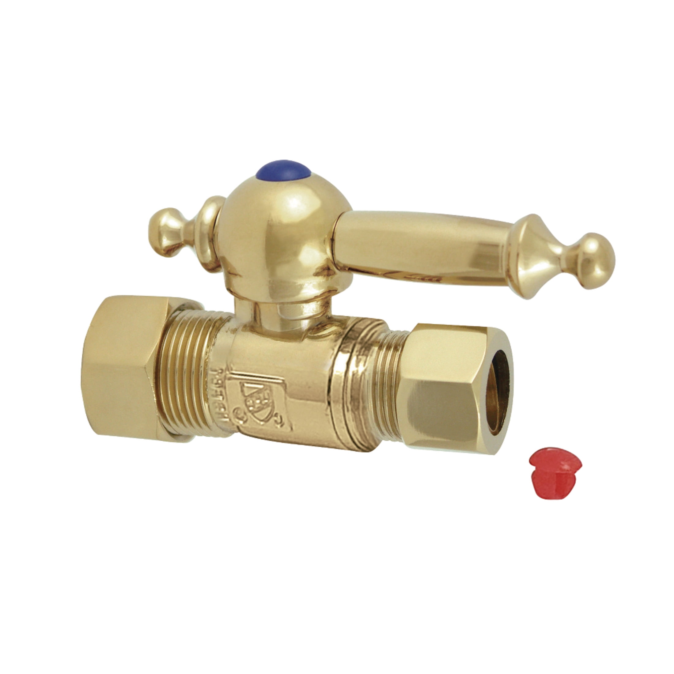 Kingston Brass CC44452TL 5/8-Inch O.D. Comp x 1/2-Inch O.D. Comp Quarter-Turn Straight Shut-Off Valve in Polished Brass