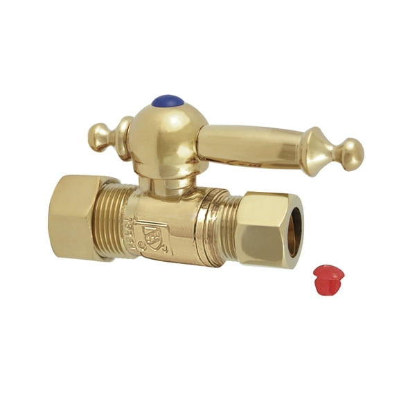 Kingston Brass CC44452TL 5/8-Inch O.D. Comp x 1/2-Inch O.D. Comp Quarter-Turn Straight Shut-Off Valve in Polished Brass