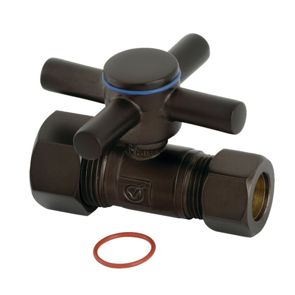 Kingston Brass CC44455DX 5/8-Inch O.D. Comp x 1/2-Inch O.D. Comp Quarter-Turn Straight Shut-Off Valve in Oil Rubbed Bronze
