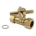 thumbnail image 1 of Kingston Brass CC44457DX 5/8-Inch O.D. Comp x 1/2-Inch O.D. Comp Quarter-Turn Straight Shut-Off Valve in Brushed Brass, 1 of 5