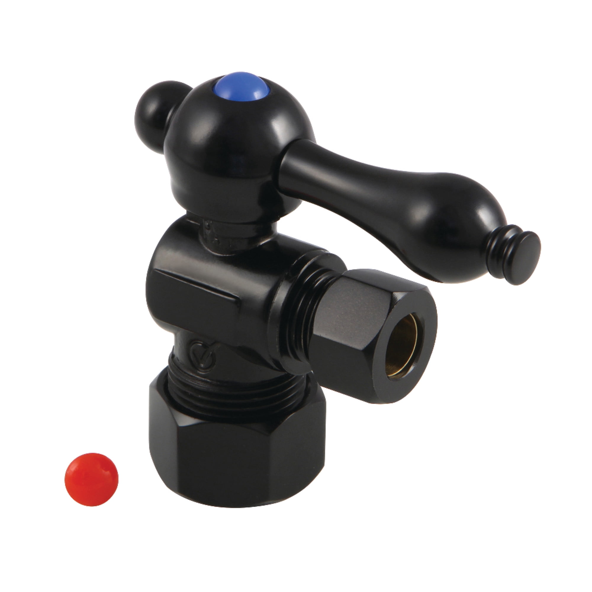 Kingston Brass CC53300 5/8-Inch O.D. Comp x 3/8-Inch O.D. Comp Quarter-Turn Angle Shut-Off Valve in Matte Black