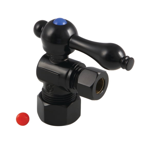 Kingston Brass CC53300 5/8-Inch O.D. Comp x 3/8-Inch O.D. Comp Quarter-Turn Angle Shut-Off Valve in Matte Black