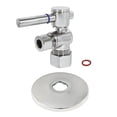 thumbnail image 1 of Kingston Brass CC53301DLK 5/8-Inch O.D. Comp x 3/8-Inch O.D. Comp Quarter-Turn Angle Shut-Off Valve with Flange in Polished Chrome, 1 of 5