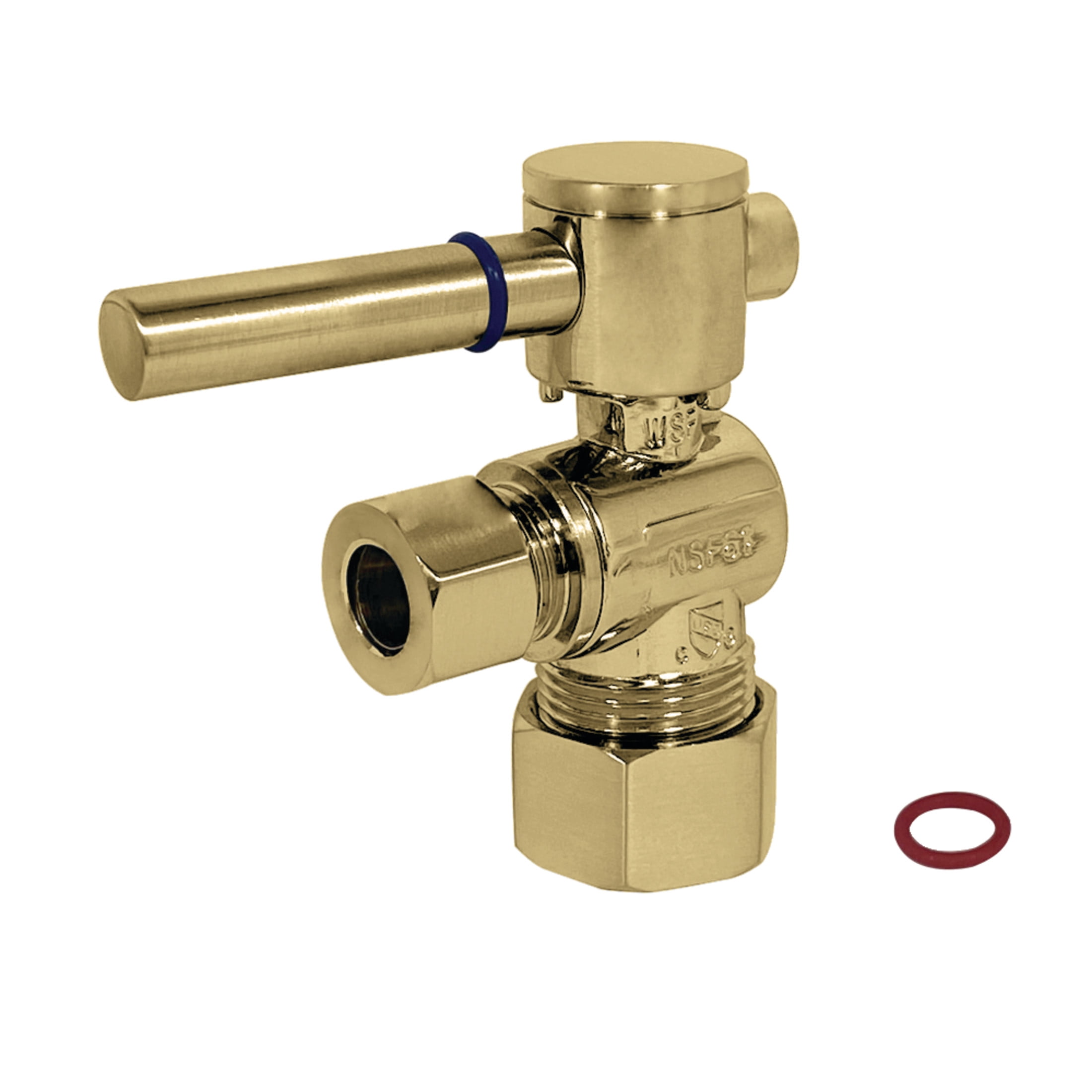 Kingston Brass CC53302DL 5/8-Inch O.D. Comp x 3/8-Inch O.D. Comp Quarter-Turn Angle Shut-Off Valve in Polished Brass