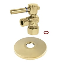 Kingston Brass CC53302DLK 5/8" OD Comp x 3/8" OD Comp Quarter-Turn Angle Stop Valve with Flange, Polished Brass