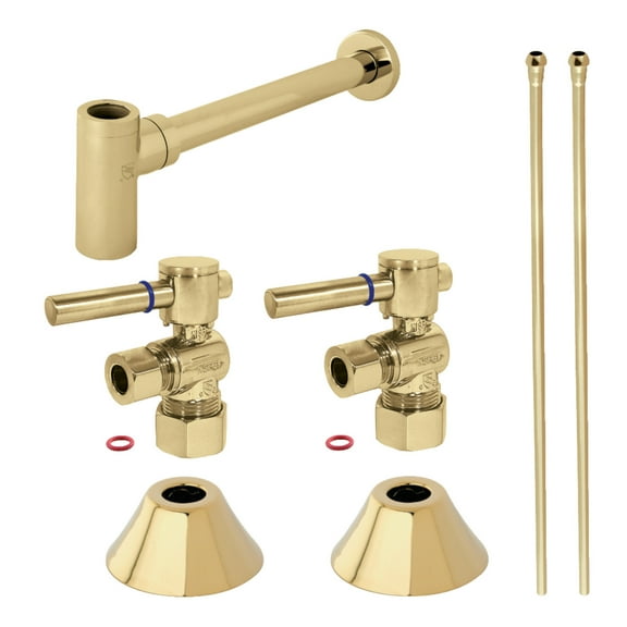 Kingston Brass CC53302DLLKB30 Modern Standard Mount Plumbing Sink Trim Kit with Bottle Trap, Polished Brass