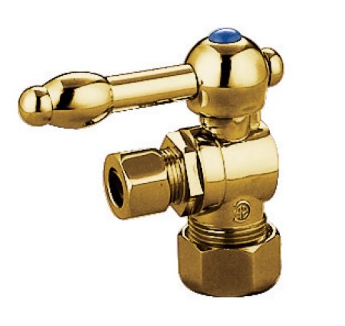 Kingston Brass CC53302KL 5/8" OD Comp x 3/8" OD Comp Angle Stop Valve, Polished Brass