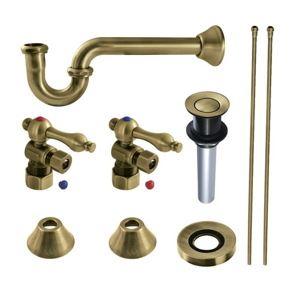 Kingston Brass CC53303VKB30 Standard Mount Traditional Plumbing Sink Trim Kit with P-Trap and Drain, Antique Brass