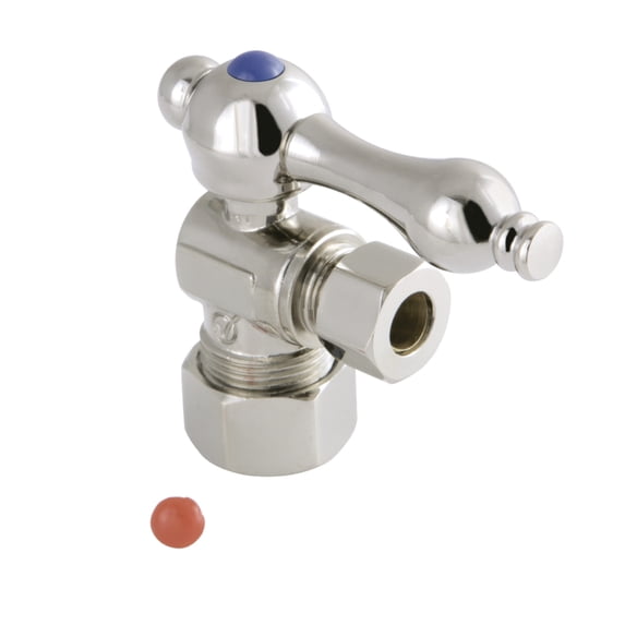 Kingston Brass CC53306 5/8-Inch O.D. Comp x 3/8-Inch O.D. Comp Quarter-Turn Angle Shut-Off Valve in Polished Nickel