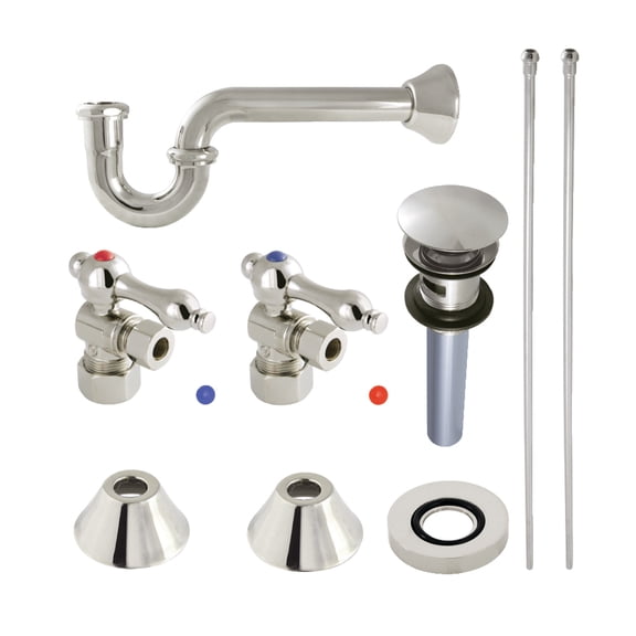 Kingston Brass CC53306VOKB30 Standard Mount Traditional Plumbing Sink Trim Kit with P-Trap and Overflow Drain, Polished Nickel