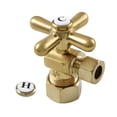 thumbnail image 1 of Kingston Brass CC53307X 5/8-Inch O.D. Comp x 3/8-Inch O.D. Comp Quarter-Turn Angle Shut-Off Valve in Brushed Brass, 1 of 5