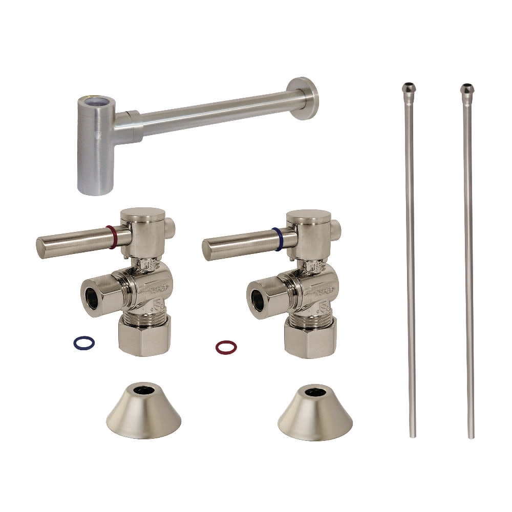 Kingston Brass CC53308DLLKB30 Standard Mount Modern Plumbing Sink Trim Kit with Bottle Trap, Brushed Nickel