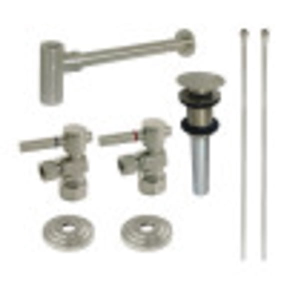 Kingston Brass CC53308DLTRMK1 Standard Mount Plumbing Sink Trim Kit with Bottle Trap and Drain (No Overflow), Brushed Nickel