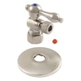 thumbnail image 1 of Kingston Brass CC53308K 5/8-Inch O.D. Comp x 3/8-Inch O.D. Comp Quarter-Turn Angle Shut-Off Valve with Flange in Brushed Nickel, 1 of 5