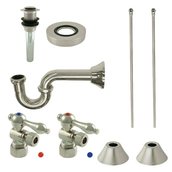 Kingston Brass CC53308VKB30 Traditional Plumbing Sink Trim Kit with P-Trap and Drain, Brushed Nickel
