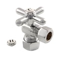 thumbnail image 1 of Kingston Brass CC54401X 5/8-Inch O.D. Comp x 1/2-Inch O.D. Comp Quarter-Turn Angle Shut-Off Valve in Polished Chrome, 1 of 4