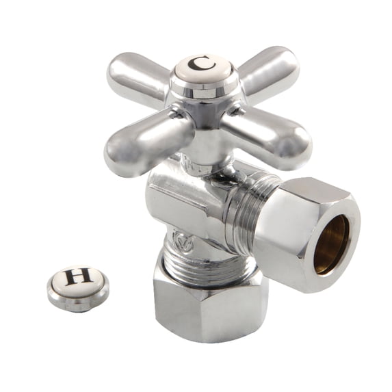 Kingston Brass CC54401X 5/8-Inch O.D. Comp x 1/2-Inch O.D. Comp Quarter-Turn Angle Shut-Off Valve in Polished Chrome