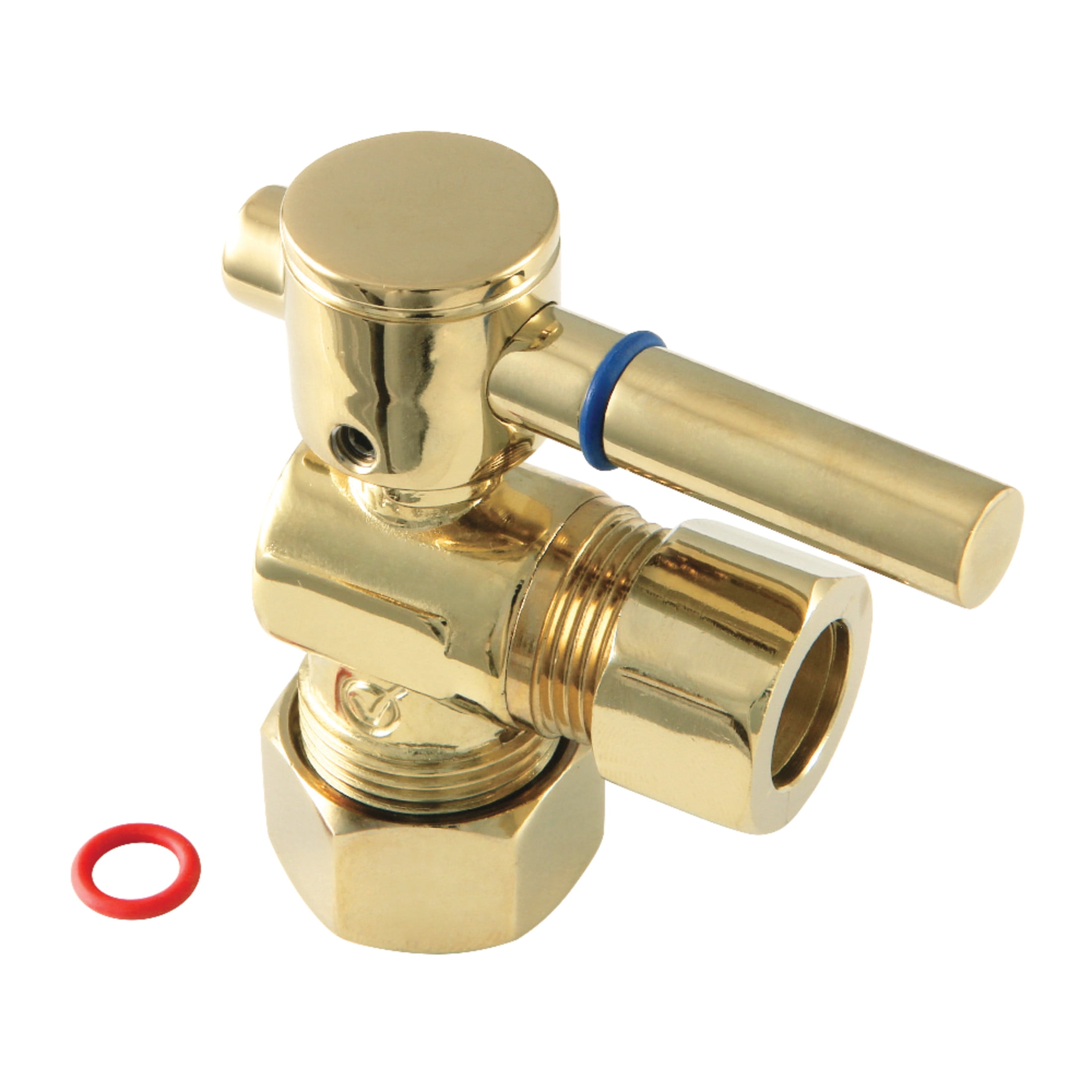 Kingston Brass CC54402DL 5/8-Inch O.D. Comp x 1/2-Inch O.D. Comp Quarter-Turn Angle Shut-Off Valve in Polished Brass