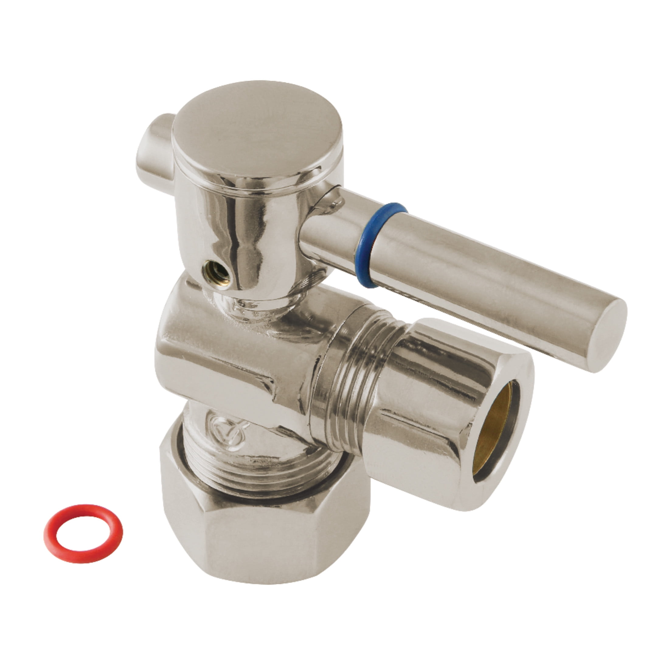 Kingston Brass CC54408DL 5/8-Inch O.D. Comp x 1/2-Inch O.D. Comp Quarter-Turn Angle Shut-Off Valve in Brushed Nickel